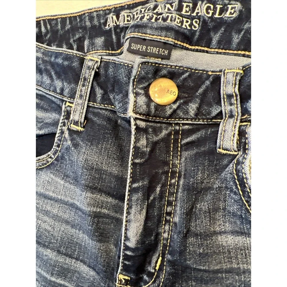 Women’s American eagle jeggings distressed destroyed medium wash size 8 regular - Picture 5 of 14